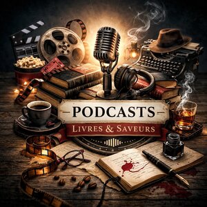 Visuel de la catégorie Podcast de Livres et Saveurs, entre livres, cinéma et ambiance audio vintage